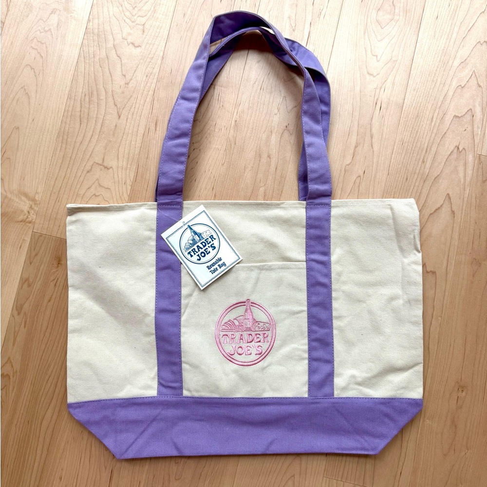Trader Joe’s LARGE Pastel Canvas Tote LIMITED EDITION Lavender
